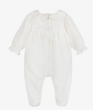 Load image into Gallery viewer, PATACHOU Girls Ivory Embroidered Velour Babygrow