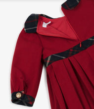 Load image into Gallery viewer, PATACHOU Girls Red & Blue Tartan Trim Twill Dress