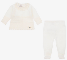 Load image into Gallery viewer, PAZ RODRIGUEZ Ivory Merino Wool Knitted 2 Piece Babygrow