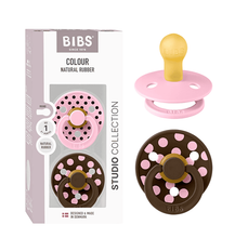 Load image into Gallery viewer, Bibs Studio Colour 2pack Polka Latex S1 Baby Pink/Mocha