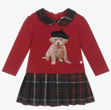 Load image into Gallery viewer, PATACHOU Girls Red Cotton Jersey & Tartan Dress