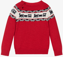 Load image into Gallery viewer, PATACHOU Boys Red Wool Knit Train Jumper