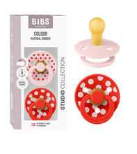 Load image into Gallery viewer, Bibs Studio Colour 2pack Polka Latex S1 Blossom / Candy Apple