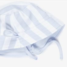 Load image into Gallery viewer, BOSS Baby Boys Blue & White Stripe Cotton Reversible Logo Sun Hat