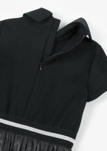 Load image into Gallery viewer, KARL LAGERFELD Girls Black & Silver Pleated Logo Dress