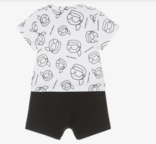 Load image into Gallery viewer, KARL LAGERFELD Baby Boys White & Black Cotton Kark Ikonik Shortie