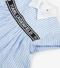 Load image into Gallery viewer, KARL LAGERFELD KIDS Girls Blue & White Striped Cotton Dress