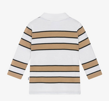 Load image into Gallery viewer, HUGO BOSS Boys White & Beige Striped Cotton Polo Shirt