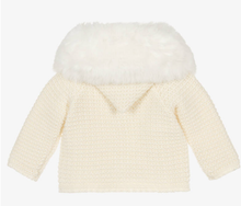 Load image into Gallery viewer, PAZ RODRIGUEZ Ivory Knitted Wool Mix Jacket with Faux Fur Trim