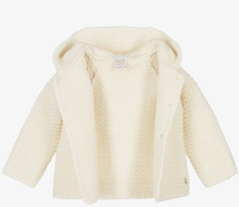 Load image into Gallery viewer, PAZ RODRIGUEZ Ivory Knitted Wool Mix Jacket with Faux Fur Trim