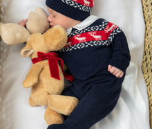 Load image into Gallery viewer, PATACHOU Baby Boys Blue Wool Knit Reindeer Romper