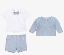 Load image into Gallery viewer, PAZ RODRIGUEZ Baby Boys Blue Cotton Shorts Set