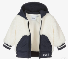Load image into Gallery viewer, HUGO BOSS Boys Navy Blue & White Faux Fur Coat