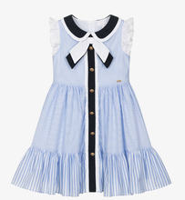 Load image into Gallery viewer, PATACHOU Girls Blue Cotton Striped Dress