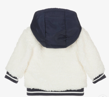 Load image into Gallery viewer, HUGO BOSS Boys Navy Blue & White Faux Fur Coat