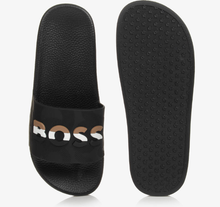 Load image into Gallery viewer, HUGO BOSS Boys Black Sliders