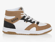 Load image into Gallery viewer, HUGO BOSS Boys White & Brown High Top Trainers