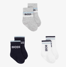 Load image into Gallery viewer, HUGO BOSS Baby Boys Blue Cotton Socks (3 Pack)