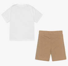 Load image into Gallery viewer, HUGO BOSS Boys White & Brown Cotton Shorts Set