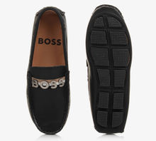 Load image into Gallery viewer, HUGO BOSS Boys Black Leather Moccasins