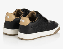 Load image into Gallery viewer, HUGO BOSS Boys Black Monogram Velcro Trainers