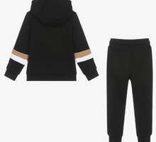 Load image into Gallery viewer, HUGO BOSS Boys Black Hooded Tracksuit