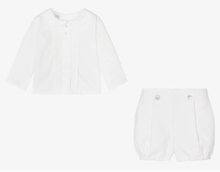 Load image into Gallery viewer, PAZ RODRIGUEZ Baby Boys Ivory Cotton Shorts Set