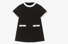 Load image into Gallery viewer, KARL LAGERFELD Girls Black Jersey Dress with Contrast White Trim