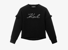 Load image into Gallery viewer, KARL LAGERFELD Girls Black Sweatshirt with Signature Logo Design