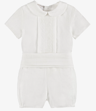 Load image into Gallery viewer, PAZ RODRIGUEZ Baby Boys Ivory Linen Buster Suit