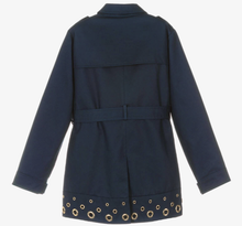 Load image into Gallery viewer, MICHAEL KORS Girls Blue Cotton Trench Coat