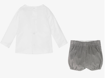 Load image into Gallery viewer, PAZ RODRIGUEZ Baby Boys Grey & White Cotton Shorts Set