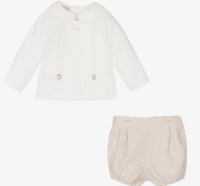 Load image into Gallery viewer, PAZ RODRIGUEZ Baby Boys Ivory Cotton Buster Suit