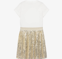 Load image into Gallery viewer, MICHAEL KORS Girls Gold Sequin Cotton & Tulle Dress