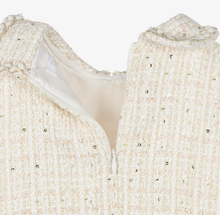 Load image into Gallery viewer, PATACHOU Girls Ivory Tweed Dress with Chiffon Sleeves
