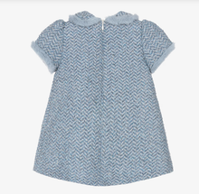 Load image into Gallery viewer, PATACHOU Girls Blue Tweed Dress with Faux Fur Trim