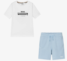 Load image into Gallery viewer, HUGO BOSS Boys Blue & White Cotton Shorts Set