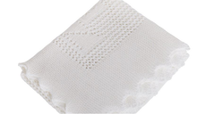 Load image into Gallery viewer, G.H. HURT AND SON Teddy Alphabet Baby Shawl - White