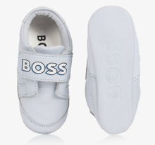 Load image into Gallery viewer, HUGO BOSS Boys Blue Leather Logo Pre-Walker Trainers