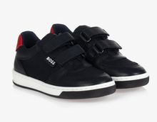 Load image into Gallery viewer, HUGO BOSS Navy Blue Leather Trainers