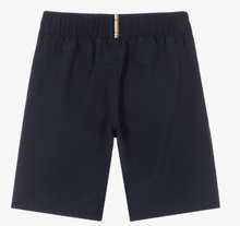Load image into Gallery viewer, HUGO BOSS Boys Navy Blue Logo Swim Shorts