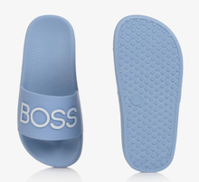 Load image into Gallery viewer, HUGO BOSS Pale Blue Logo Sliders