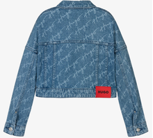 Load image into Gallery viewer, HUGO Girls Blue Denim Logo Jacket