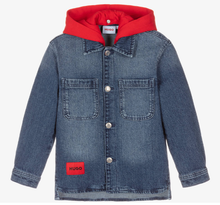 Load image into Gallery viewer, HUGO Boys Blue Denim Hooded Jacket