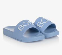 Load image into Gallery viewer, HUGO BOSS Pale Blue Logo Sliders