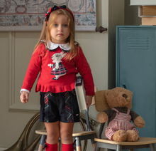 Load image into Gallery viewer, PATACHOU Girls Blue Tartan Bow Shorts and Shirt Set