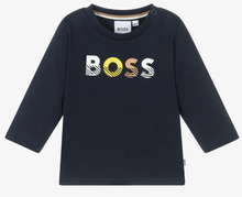 Load image into Gallery viewer, HUGO BOSS Boys Navy Blue Logo Top