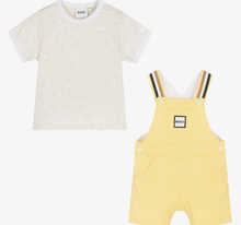 Load image into Gallery viewer, HUGO BOSS Baby Boys Yellow Dungaree Shorts Set