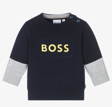 Load image into Gallery viewer, HUGO BOSS Boys Navy Blue Cotton Sweater