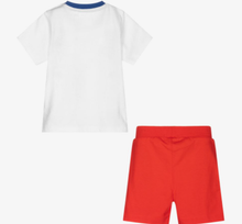 Load image into Gallery viewer, HUGO BOSS White & Red Logo Shorts Set